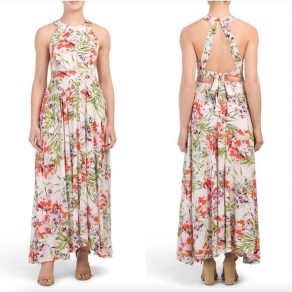 Anthro Abel The Label Vienna Orchid Halter Maxi Dress Size Small - Picture 3 of 11